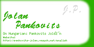 jolan pankovits business card